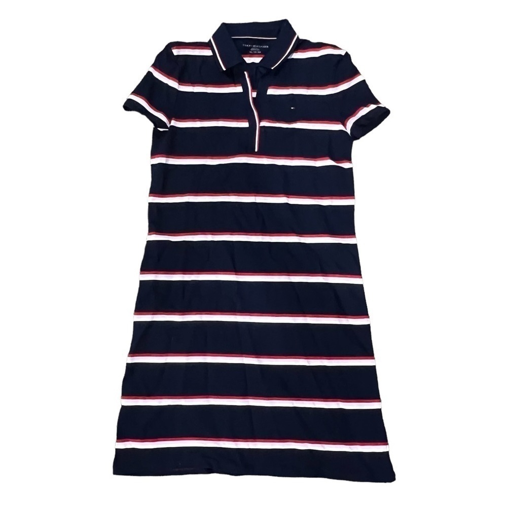 NWT Tommy Hilfiger Red White Pink Striped A Line Dress Size XS Women’s